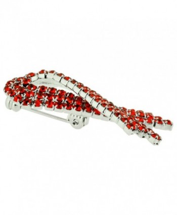 PinMart's Red Rhinestone Crystal Awareness Ribbon Brooch Lapel Pin - CV11NOORGWB