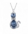 EleQueen Silver tone Necklace Teardrop Swarovski - Sapphire Color - C811R3G0B3R