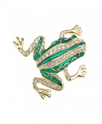 Czech Crystal Rhinestone Synthetic Emerald Golden Frog Fashion Jewelry Pin Brooch - Pattern-2 - CI1138HJVBD