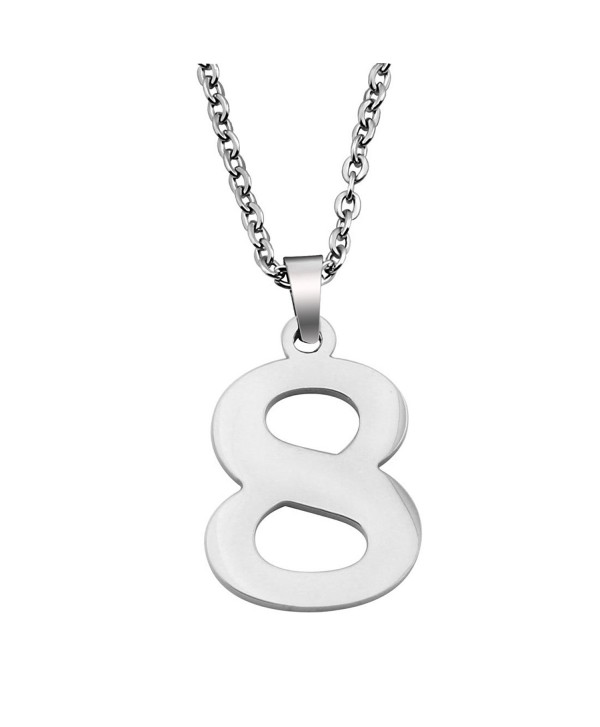 Ensianth Lucky Number Necklace Stainless Steel Pendant Necklace Best friend Gift Birthday Gift Number 0-9 - 8 - CL186O3CRXG