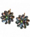 Victorian Zinnia Floral Earrings - Dark Vitrail Swarovski Crystals - C9117GRLZ79