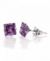 Simulated Diamond Square Earrings 6mm with Gift Box ( White / Champagne / Purple ) - CM124TUBJRV