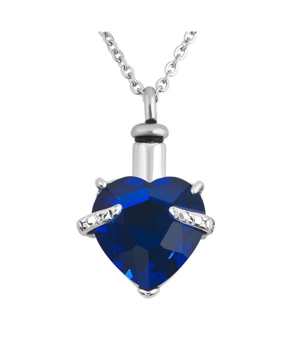 12 Colors Heart Crystal Cremation URN Necklace for Ashes Jewelry Memorial Keepsake Pendant - CE12H2CZ48D