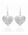 925 Sterling Silver Angel Wings Heart Feathers Dangle Earrings 1.2" - Nickel Free - C211I69DXCB