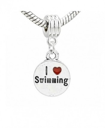 I Love Swimming Charm Dangle Bead for snake Chain charm Bracelet - CP11HNVQSX9