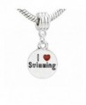 I Love Swimming Charm Dangle Bead for snake Chain charm Bracelet - CP11HNVQSX9