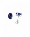 Sterling Silver Cubic Zirconia Oval Sapphire Earrings Studs Navy color 1.5 carat/pair - CJ111CE2Z5N