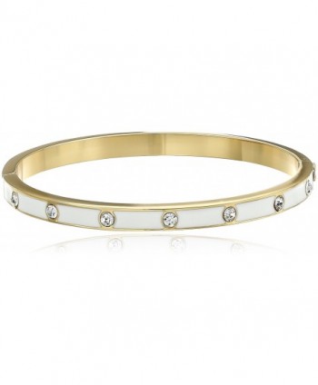 kate spade new york Set In Stone Enamel Glass Stone Hinged Bangle Bracelet - Clear/White - C0127L4O9HJ