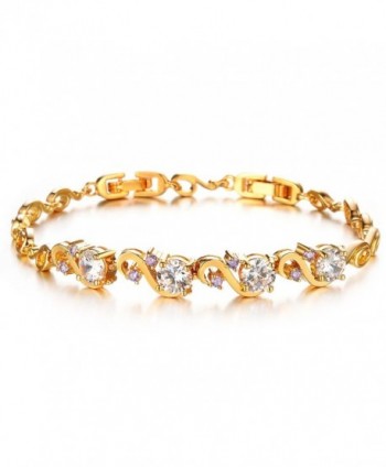 Women Gold Bracelet Diamond cut Cubic Zicornia Tennis Bracelet white Bangle - CH17Z2G2K95