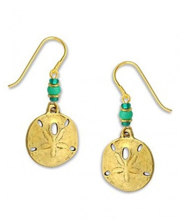 Sand Dollar Earrings Antique Gold-tone Plate with Beads Made in the USA by Sienna Sky - CG11BR0CLMJ