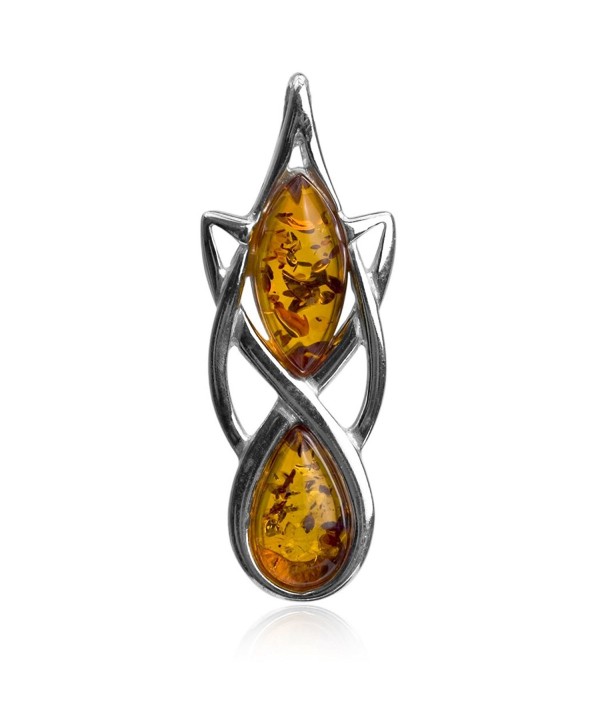 Amber Sterling Silver Celtic Elegant Pendant - CP115O2UAEB