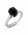 3.03 Ct Oval Black Onyx White Diamond 925 Sterling Silver Women's Ring (Available in size 5- 6- 7- 8- 9) - CL182ZT5TKC