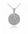 925 Sterling Silver Aztec Charm Mayan Calendar Pendant Necklace - CN12BLTM7F1