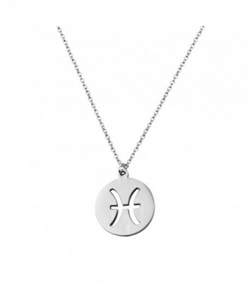 ZUOBAO Birthday Gift Zodiac Signs Cut Out Disc Necklace Horoscope Zodiac Choker Necklace - Pisces pendant - CI12OCJOHID