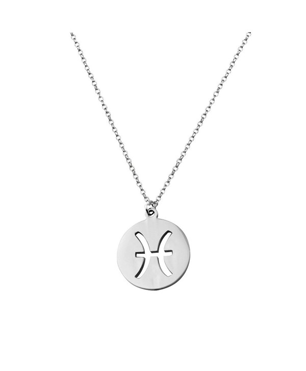 ZUOBAO Birthday Gift Zodiac Signs Cut Out Disc Necklace Horoscope Zodiac Choker Necklace - Pisces pendant - CI12OCJOHID