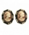 Light Brown Cameo Stud Post Earrings Fashion Jewelry - CD11BZ077DJ