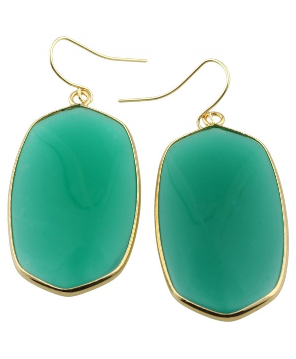rockcloud Crystal Stone Dangle Hook Earrings Oval Gold Plated - A-Green Crystal Glass(Oval) - CS12IJ7HXJ3