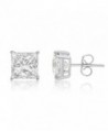 Square Princess Cut 4mm white Cubic Zirconia .925 Sterling Silver Basket Setting Unisex Stud Earrings - CS119PIOH7R