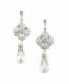 Mariell Vintage Crystal Drop Wedding Bridal Earrings with Glass Pearls - Sterling Silver Plated Filigree - C217WXCS3HE