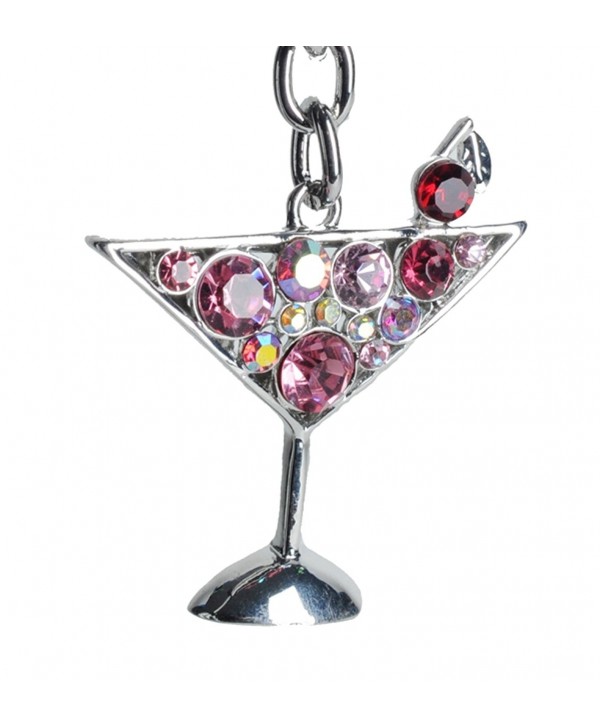 Lilly Rocket Pink Rhinestone Martini Party Glass Cocktail Bling Key Chain Keyring with Swarovski Crystals - CG119N3E2NX