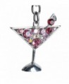 Lilly Rocket Pink Rhinestone Martini Party Glass Cocktail Bling Key Chain Keyring with Swarovski Crystals - CG119N3E2NX