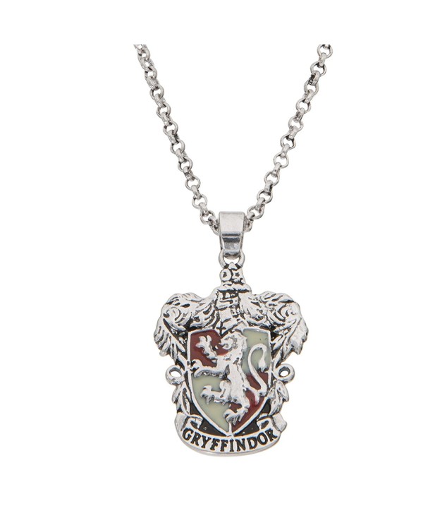 Harry Potter Women's and Girls Jewelry Silver Plated Gryffindor House Crest Pendant- 16"+2" - C61896KTXDL