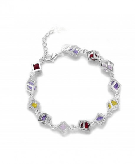 HMILYDYK New Fashion Square Colorful Crystal Jewellery 925 Sterling Silver plated Bracelet - CU12F9R7869
