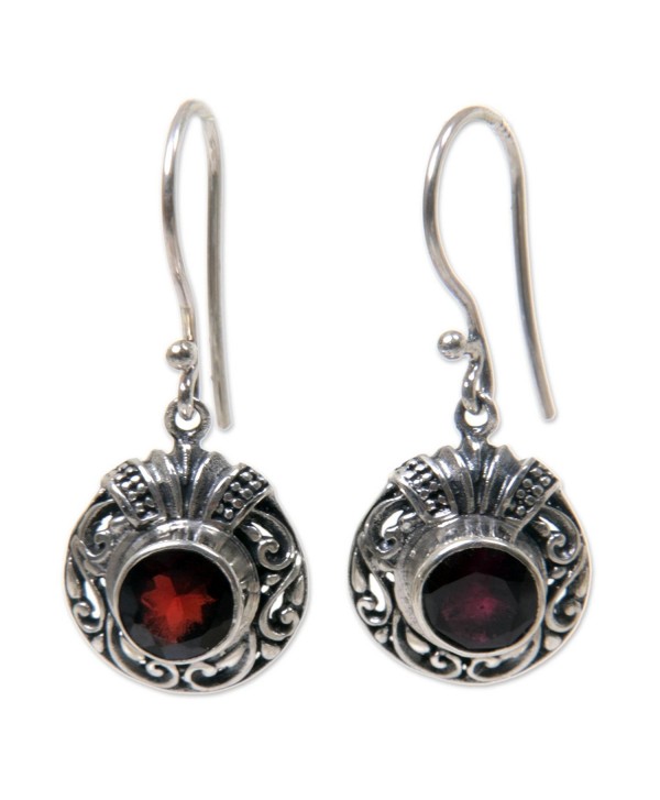 NOVICA .925 Sterling Silver and Garnet Round Dangle Earrings- 'Scarlet Ladybug' - CI127W267VV