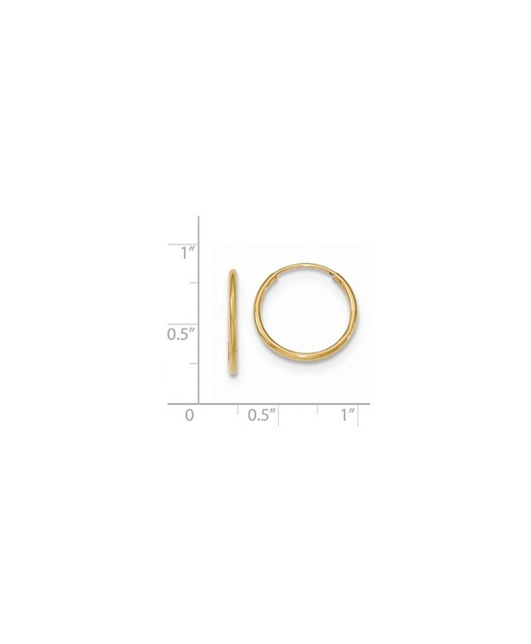 Solid 10k Yellow Gold Polished Endless Tube Hoop Earrings 17 x1.2mm - CV12N1H1N71