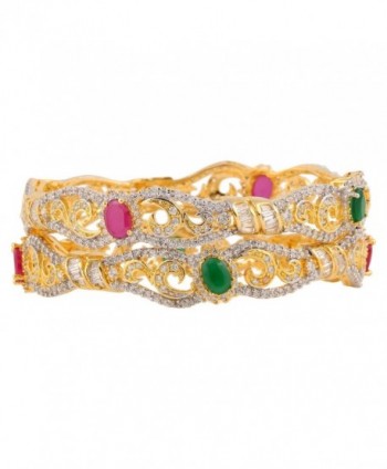 Swasti Jewels Statement Colourful Zircon Stone Fashion Jewelry Bangle Set for Women (2 Pieces) - C412D73ODPB