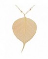 Leaf pendant leaf vein necklace leaf charm pendant long chain pure natural Bodhi leaf necklace - Champagne Gold - CV182W6W355
