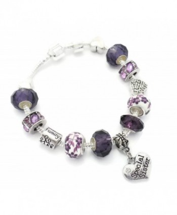 Purple Special Sister Starter Charm Bracelet European Style Gift Boxed 20cm - CK12CHTBI13