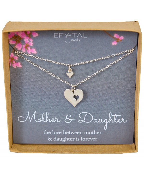 Mother Daughter Set For Two- Cutout Heart Necklaces- 2 Sterling Silver Necklaces Mother's Day Gift - CK17X0ELC68