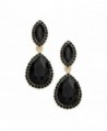 Rosemarie Collections Women's Rhinestone Halo Crystal Teardrop Statement Drop Earrings - Gold Tone/Black - CC1874TQ676