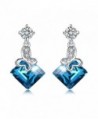 Ocean Blue Cube Crystal Drop Dangle Earrings 925 Sterling Silve Square Cubic Earring For Woman - C51886M8RTH