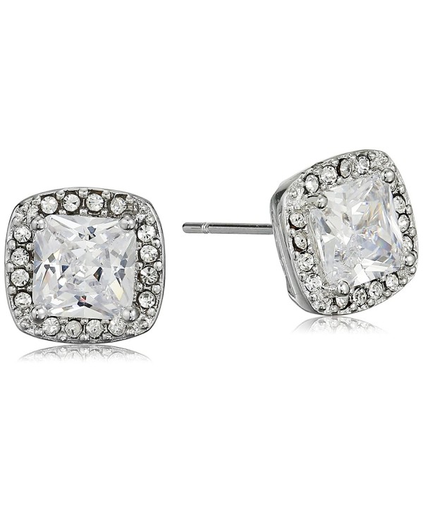 Cara Square Center with Pave Surround Stud Earrings - CN120SNXFON