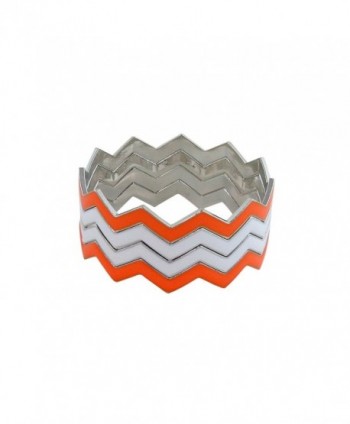 ZigZag Bangles Chevron Design Bracelets - Orange and White - C511GDYYUUZ