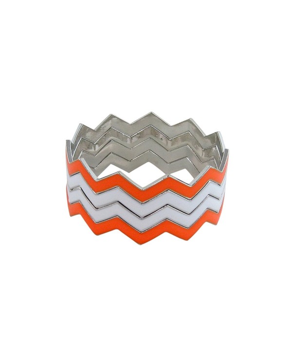 ZigZag Bangles Chevron Design Bracelets - Orange and White - C511GDYYUUZ