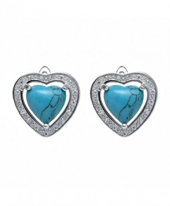 Beautiful Sterling Silver 4mm Simulated Turquoise Heart Shaped Stud Earrings - CP125MRDW4N