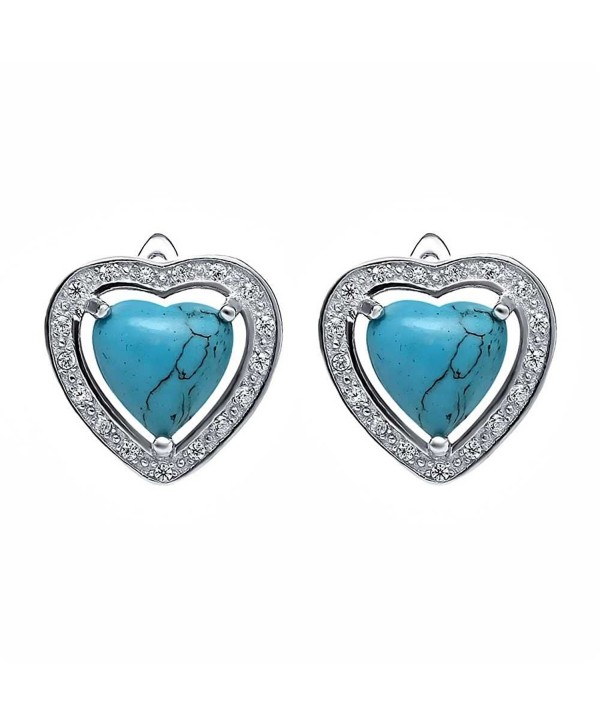 Beautiful Sterling Silver 4mm Simulated Turquoise Heart Shaped Stud Earrings - CP125MRDW4N