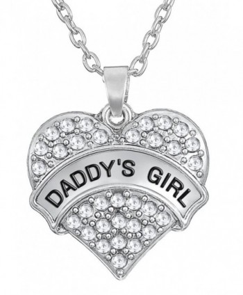 Daddy's Girl Silver Tone Engraved Heart Necklace Gift for Daughters | Easter Jewelry Gifts - Clear - CT12C37QYKJ