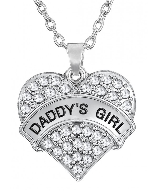 Daddy's Girl Silver Tone Engraved Heart Necklace Gift for Daughters | Easter Jewelry Gifts - Clear - CT12C37QYKJ