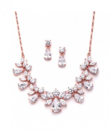Mariell Rose Gold Multi-Shaped Pear and Marquise Cubic Zirconia Necklace Earring Jewelry Set - C412J6G9E9N