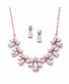 Mariell Rose Gold Multi-Shaped Pear and Marquise Cubic Zirconia Necklace Earring Jewelry Set - C412J6G9E9N