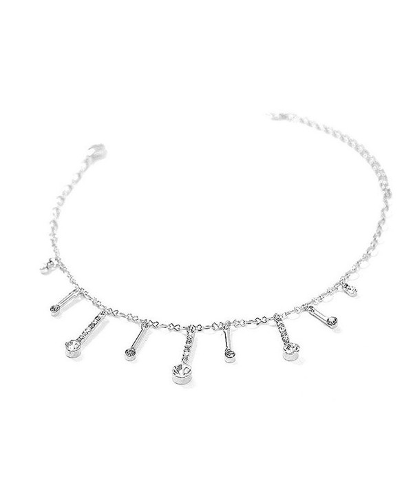 Glamorousky Elegant Charms Anklet with Silver and Dark Grey Austrian Element Crystals (1841) - CZ118SOECZB