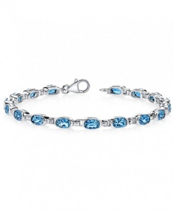 London Blue Topaz Bracelet Sterling Silver Oval Shape 7.75 Carats - C21141DPOIH