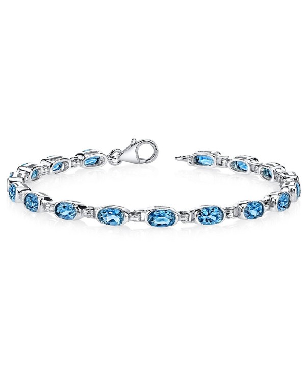 London Blue Topaz Bracelet Sterling Silver Oval Shape 7.75 Carats - C21141DPOIH