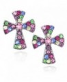 Small Cross Charm Post Stud Earrings Christian Catholic Jewelry Gift - Multi-color - CG125C81RMV