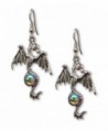 Gothic Dragon Dangle Earrings Silver Finish Pewter Mystical Jewelry - C711CN9FIVJ