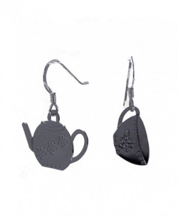 Tea for Two Teapot Teacup Dangle Earrings Made in USA - Gift Boxed - C8126SPTWSX